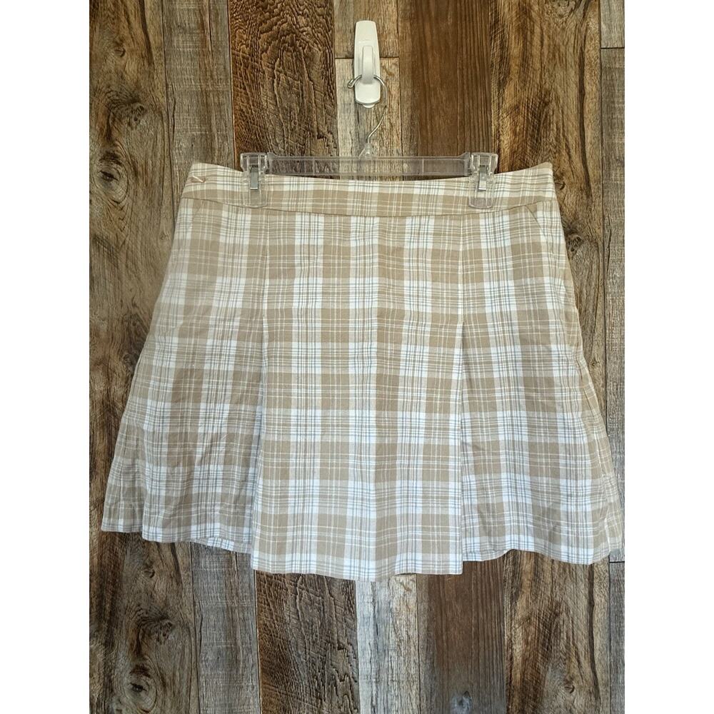 Lizgolf Womens Skort Size 10 Tan Plaid Golf Tennis Skirt Shorts Lined Preppy